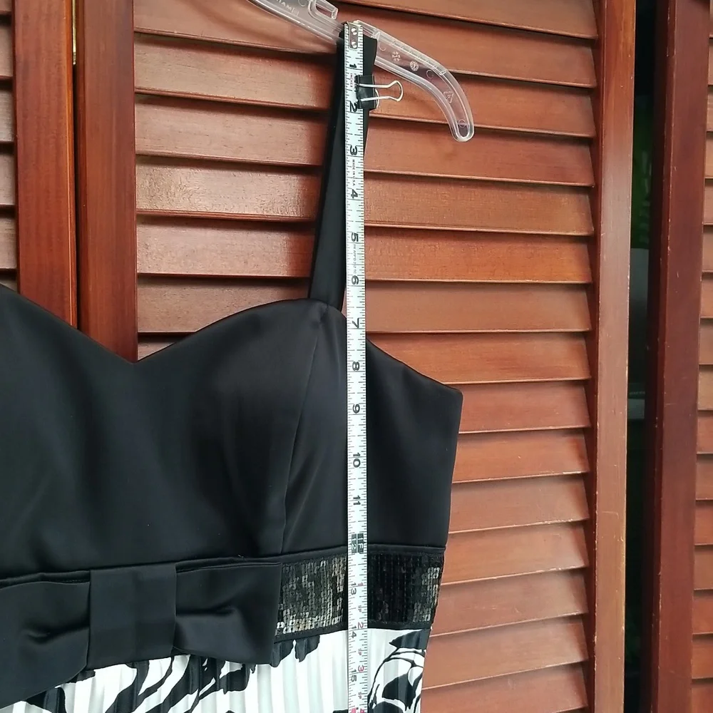 🖤Black🖤 & White Pleated Long Dress - Picture 9 of 14